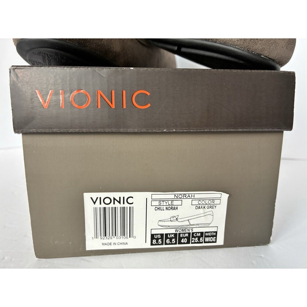 Vionic Norah Gray Suede Moccasin Shoes Slip On Flats Bow Orthotic Womens Sz. 8.5 - Picture 11 of 14
